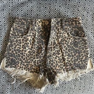 Cheetah Print High Waist Jean Shorts